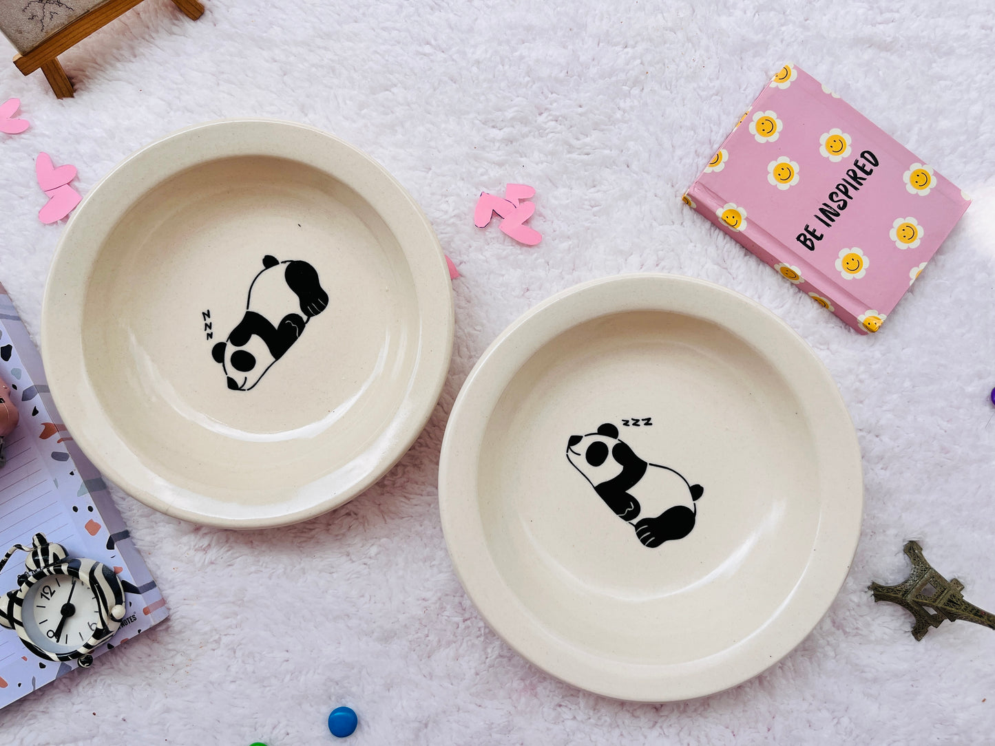 White Panda Ceramic Serving Plate - Handmade Plater