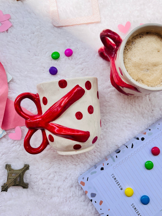 Red Ribbon - Handmade Ceramic Mug