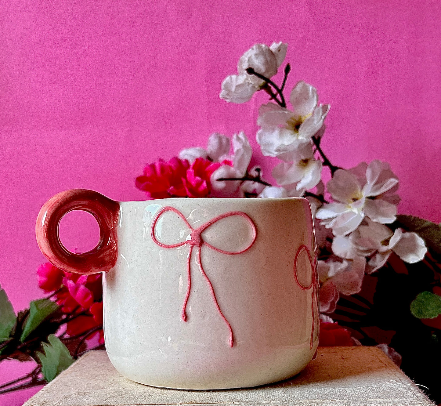 Blush Knot Pink Cute Mug - Unique Handmade Mug for Coffee