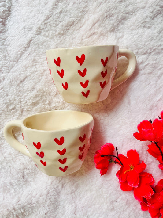 Red Heart Mug- Romantic Handmade Ceramic Coffee Mugs