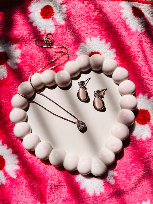 White Heart- Handcrafted Ceramics Jewellery Tray