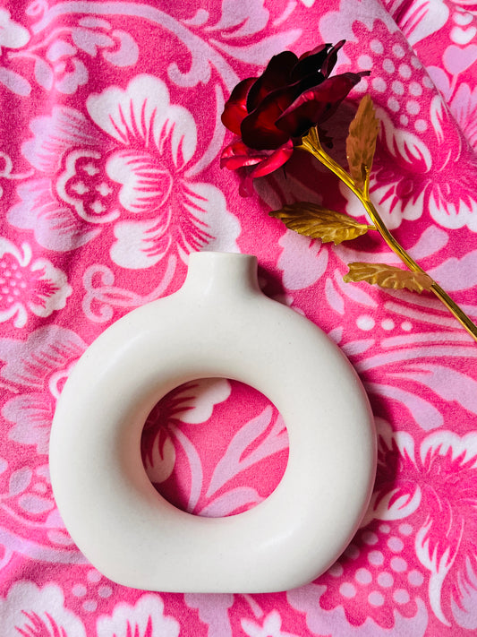 White donut- Handcrafted ceramic vase