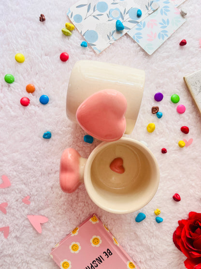 Pink Heart Holder - Handmade Ceramic Coffee Mug
