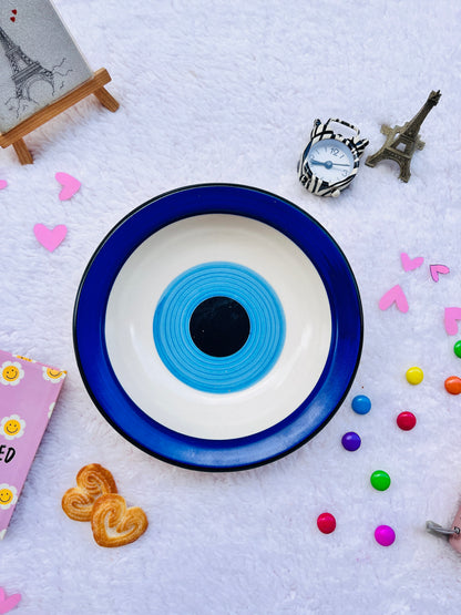 Blue Evil Eye Ceramic Serving Plate - Ceramic Handmade Plater