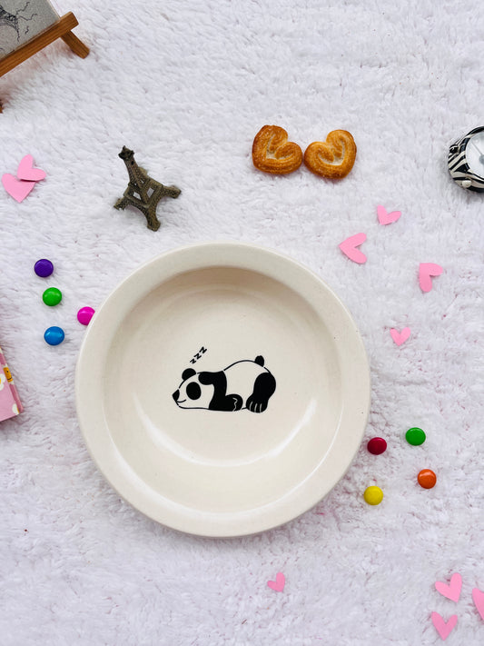 White Panda Ceramic Serving Plate - Handmade Plater