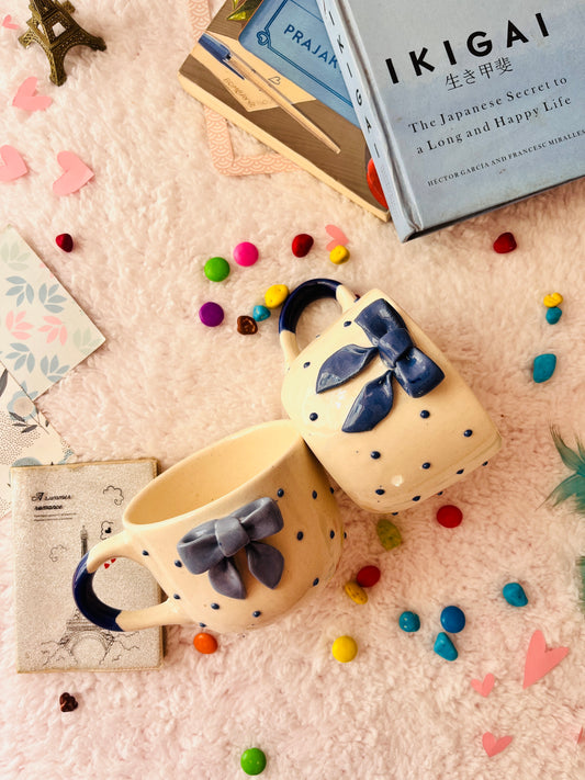 Blue Ribbon - Handmade Ceramic Coffee Mug