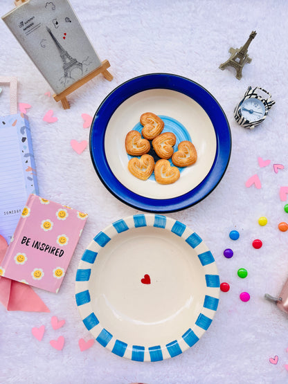 Blue Heart Ceramic Serving Plate - Handmade Plater