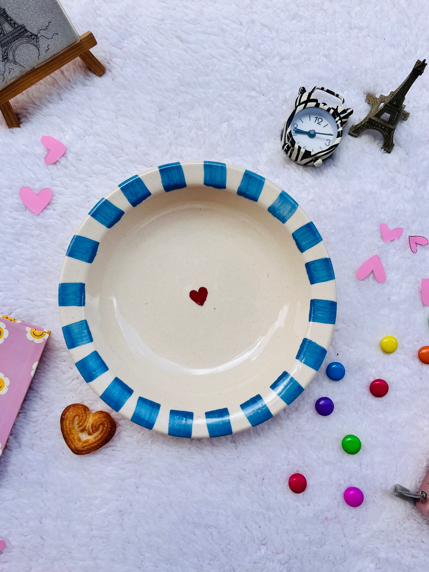 Blue Heart Ceramic Serving Plate - Handmade Plater