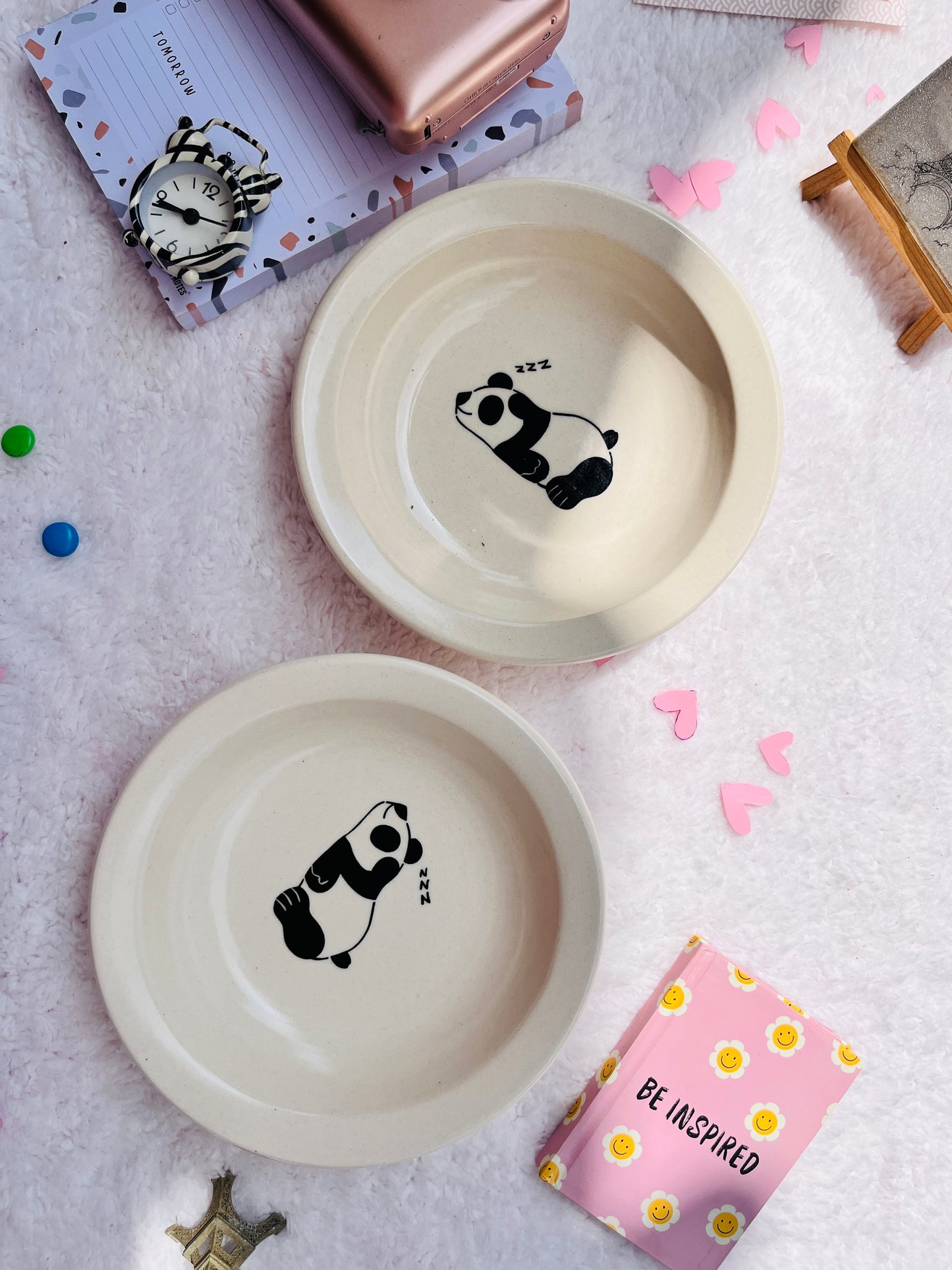 White Panda Ceramic Serving Plate - Handmade Plater