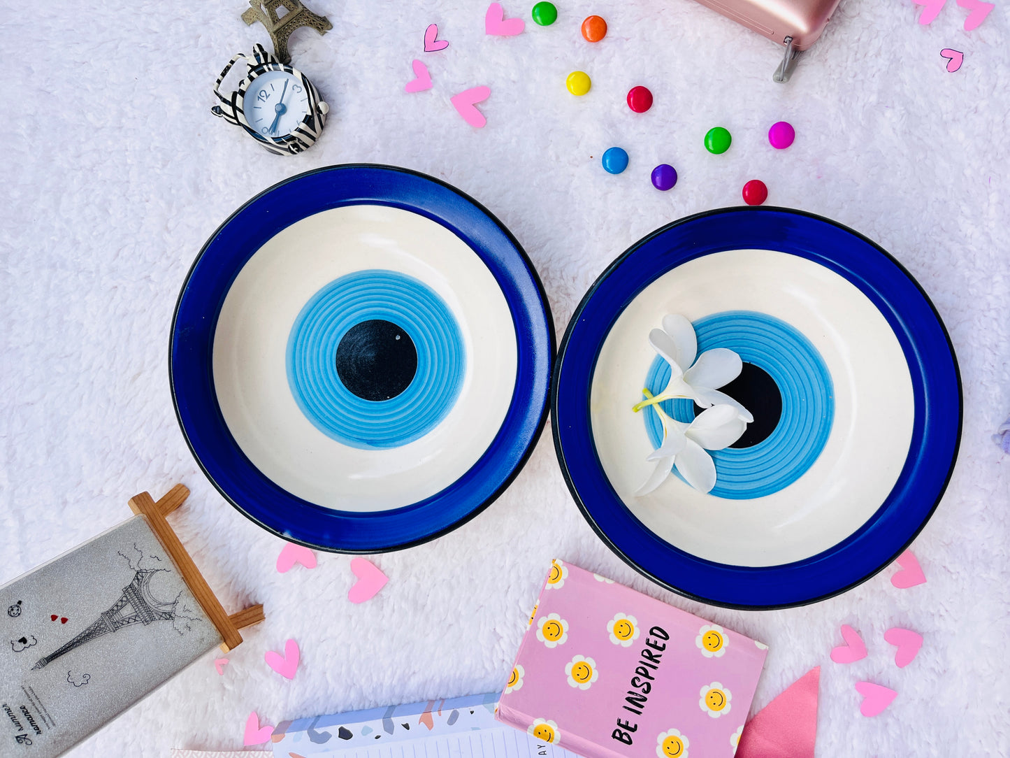 Blue Evil Eye Ceramic Serving Plate - Ceramic Handmade Plater
