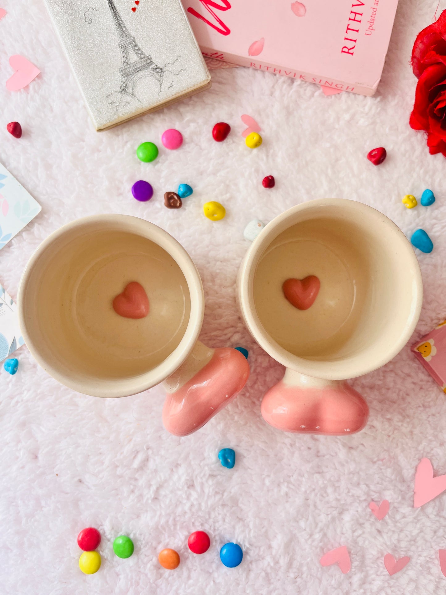 Pink Heart Holder - Handmade Ceramic Coffee Mug