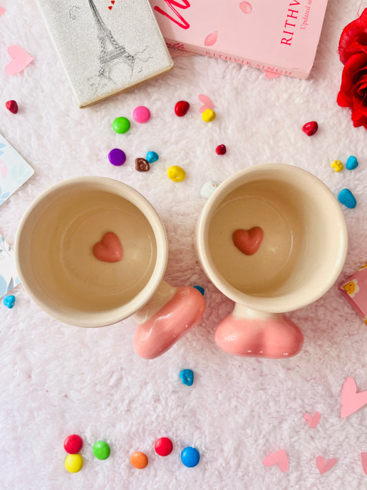 Pink Heart Holder - Handmade Ceramic Coffee Mug