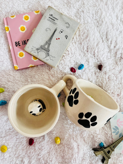 White Cute Puppy - Handmade Ceramic Mug