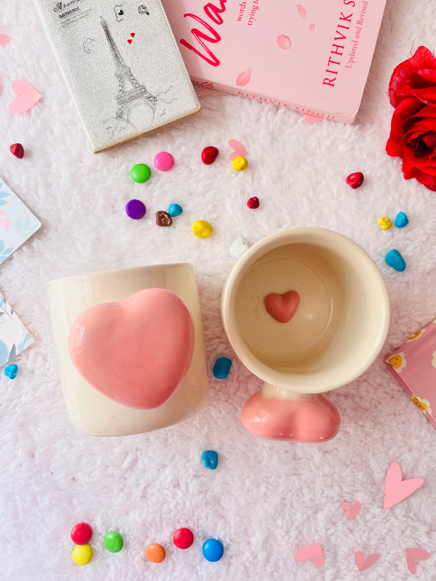 Pink Heart Holder - Handmade Ceramic Coffee Mug