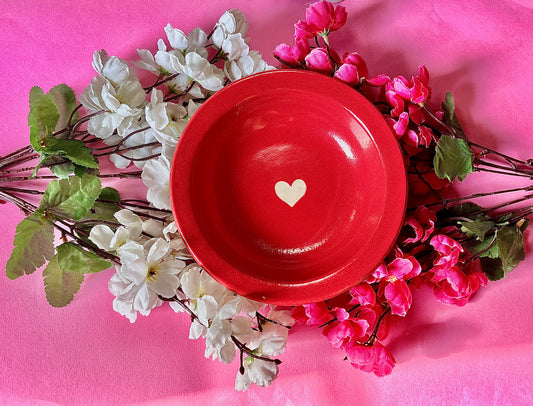 Red Heartful Serve Ceramic Pasta Plates - Ceramic Handmade Plater