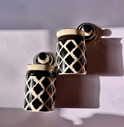 Morrocon Black Jar - Handmade Ceramic Storage Jar